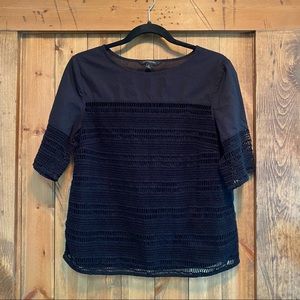 Banana Republic blouse with crochet detail elbow length sleeve EUC Size Small